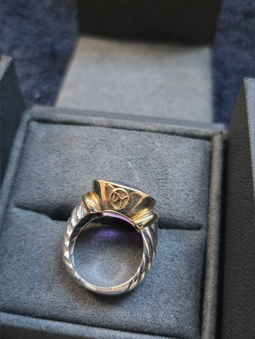 David Yurman Amethyst Sterling Silver 925 & 14K Yellow Gold Ring - Picture 2 of 6